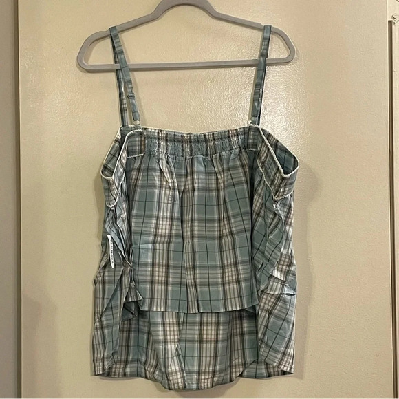 OLD NAVY Striped Smocked Pajama Cami Swing Top in Big Blue Plaid - Picture 5 of 8